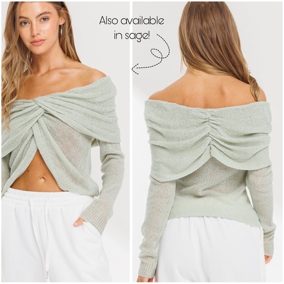 Off the Shoulder Twist Front Sweater Top - Picture 3 of 3